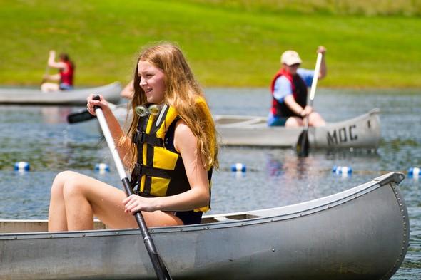 Teenage girl on canoe